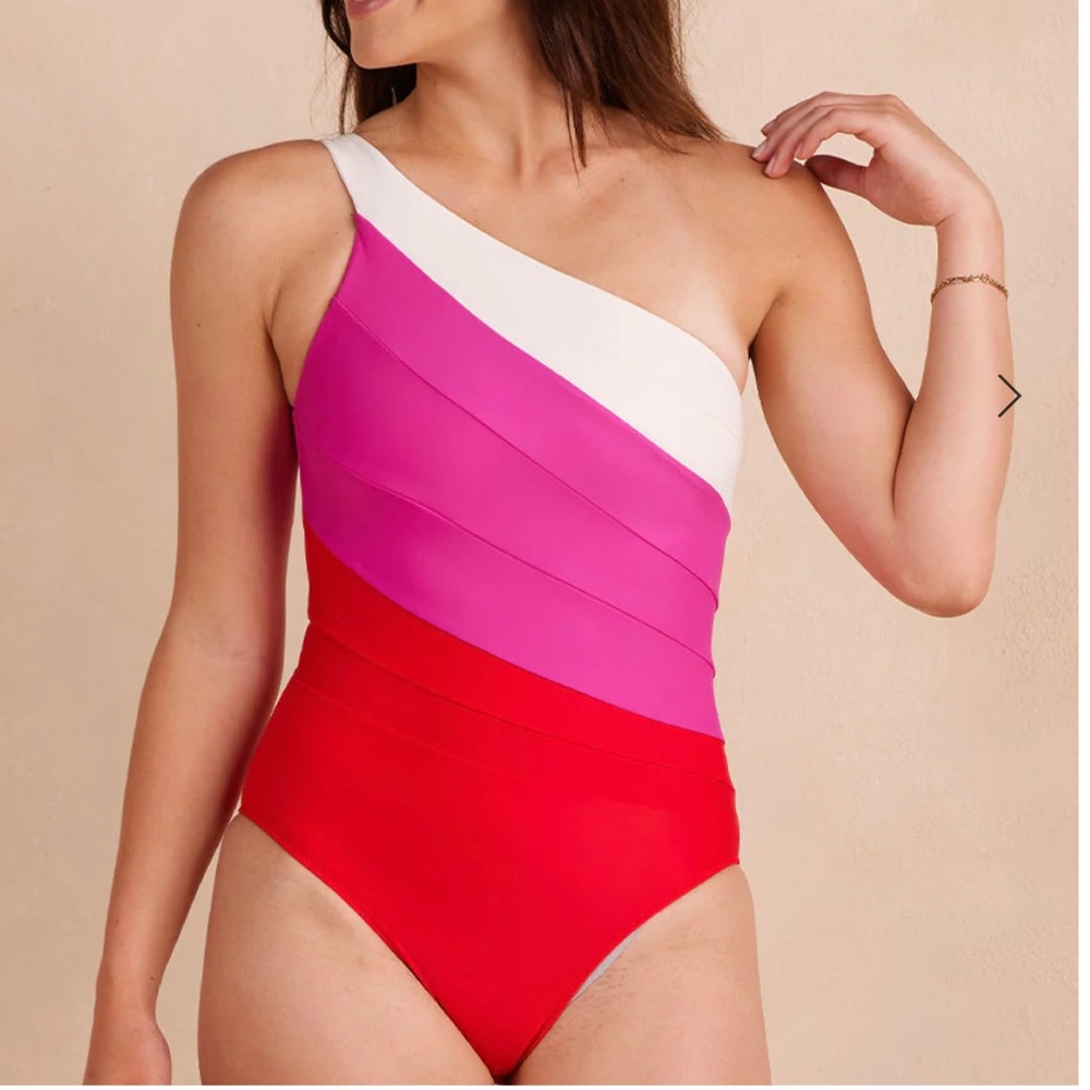 NWT SIZE 10 Summersalt The Sidestroke in lava, hibiscus, white sand
